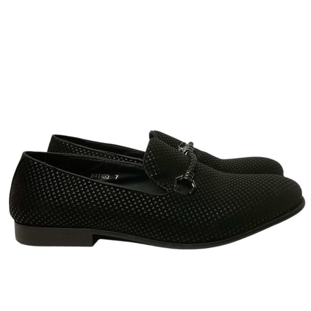 Miko Lotti Men's Slip On Smoking Loafers‎ Shoes Braided Accent Black Size 7